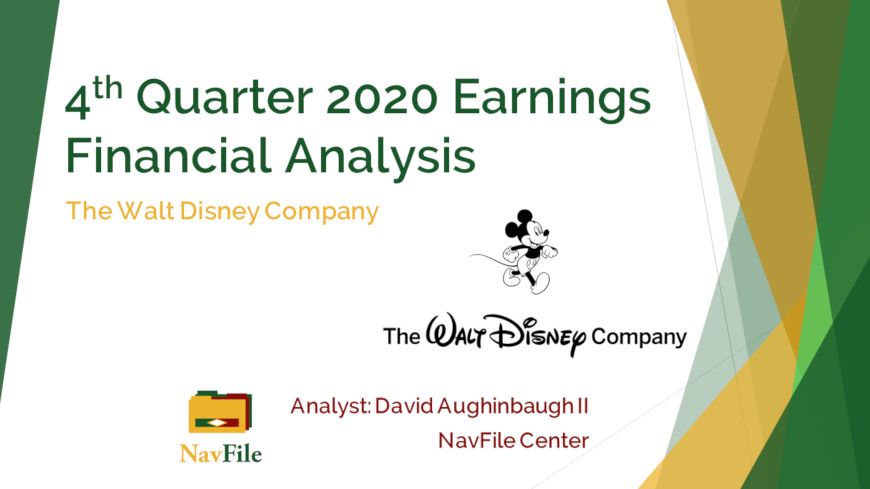 The Walt Disney Company Financial Analysis Front Slide 2020 Q4