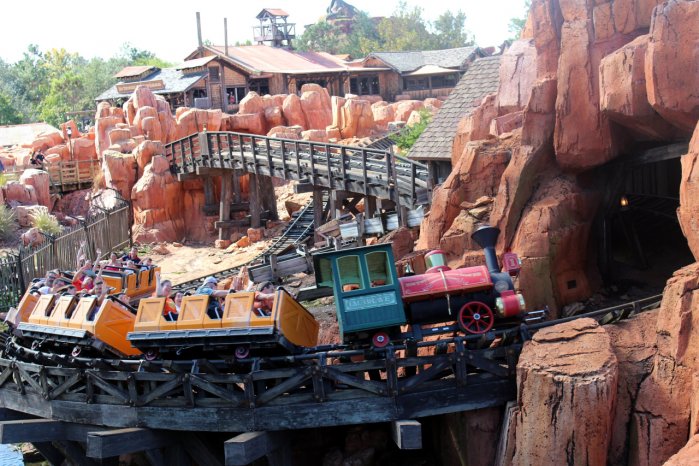 Photo of the Big Thunder Mountain Railroad Front Seat and Back Seat with the Train at Walt Disney World