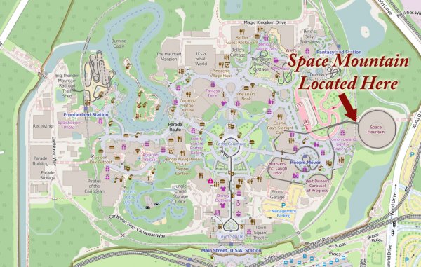The Space Mountain Map at Disney World Magic Kingdom