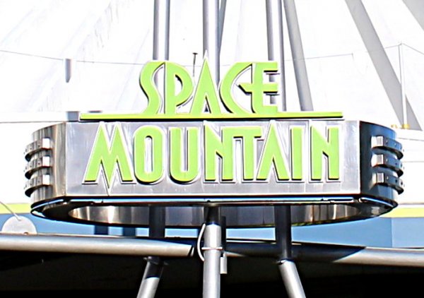 A Photo of The Main Space Mountain Sign At Walt Disney World