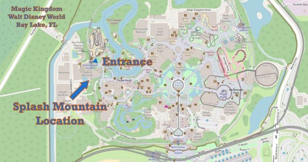 Splash Mountain Map and Location Image in Walt Disney World's Magic Kingdom